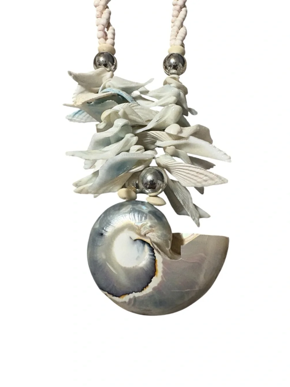 Nautilus Shell Pendant Statement Necklace - Picture 2 of 3